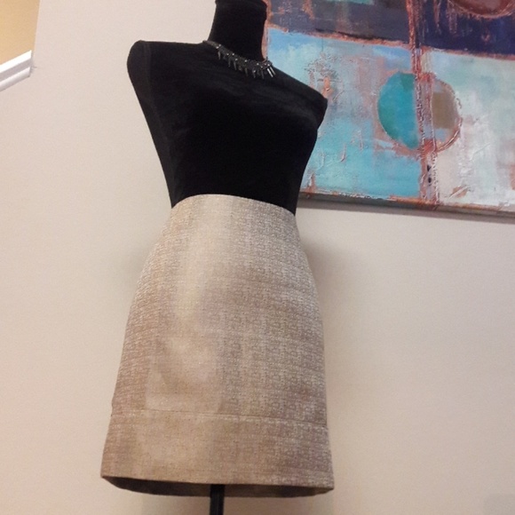 Ann Taylor/ Metallic Gold/ Pencil Skirt - Picture 4 of 7